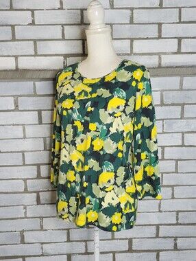 Rebecca Malone Women's 3/4 Sleeve Floral T-Shirt Top Small Multicolor